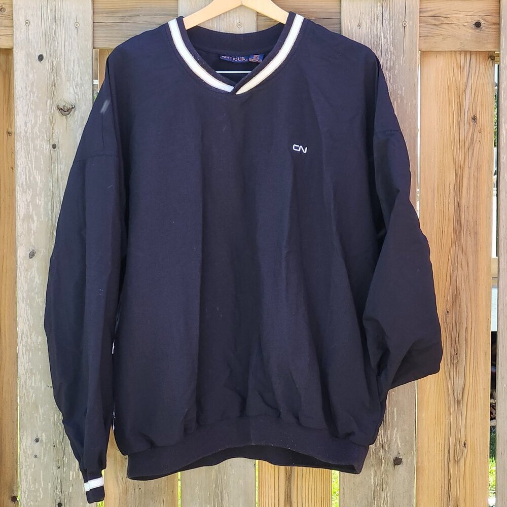 VINTAGE CN RAIL Employee Pullover Windbreaker Men's Size XL White and Black Knit